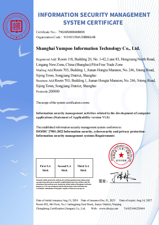 Information Security Management System Certificate